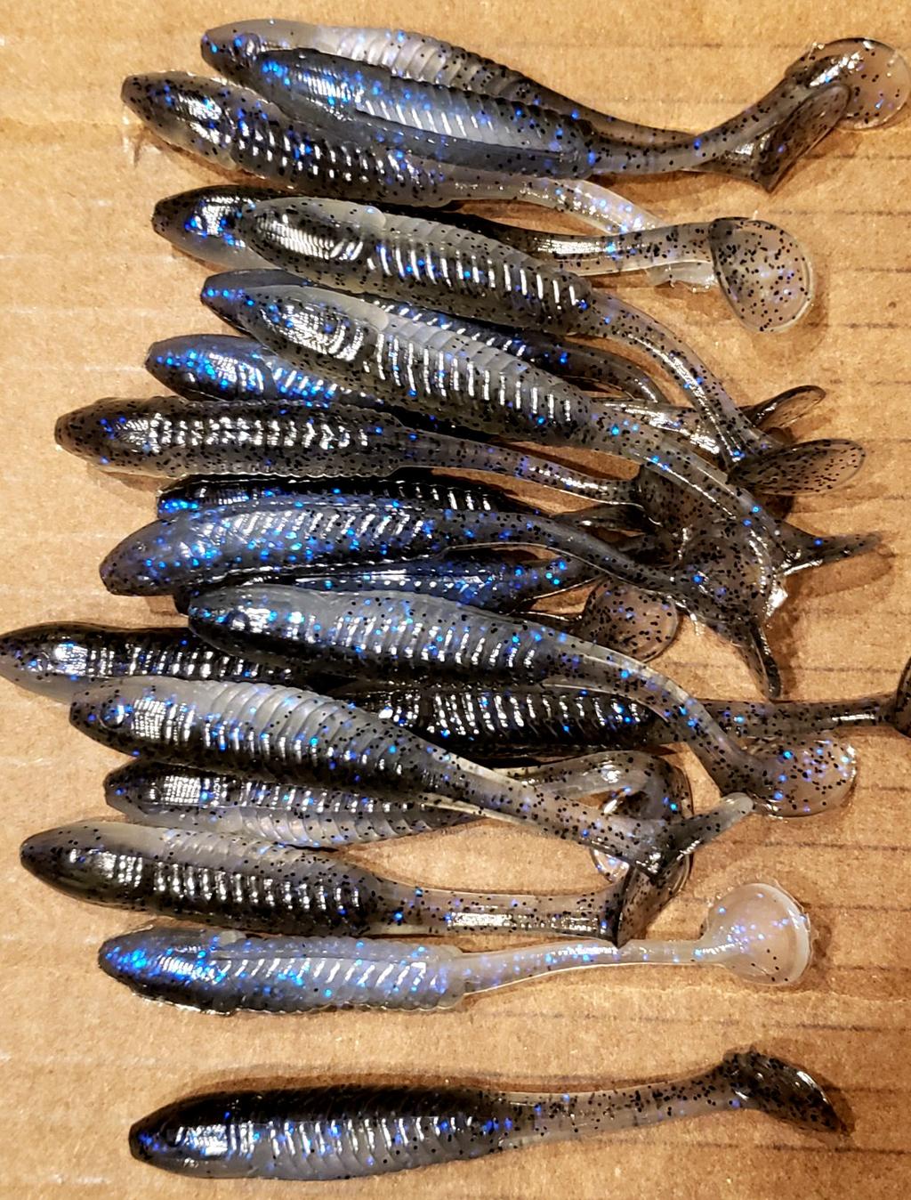 3.5" Swim Minnow Dark Crystal Shad Paddle Tail Swimbait Trailer for A Rig 50 pk - Image 2