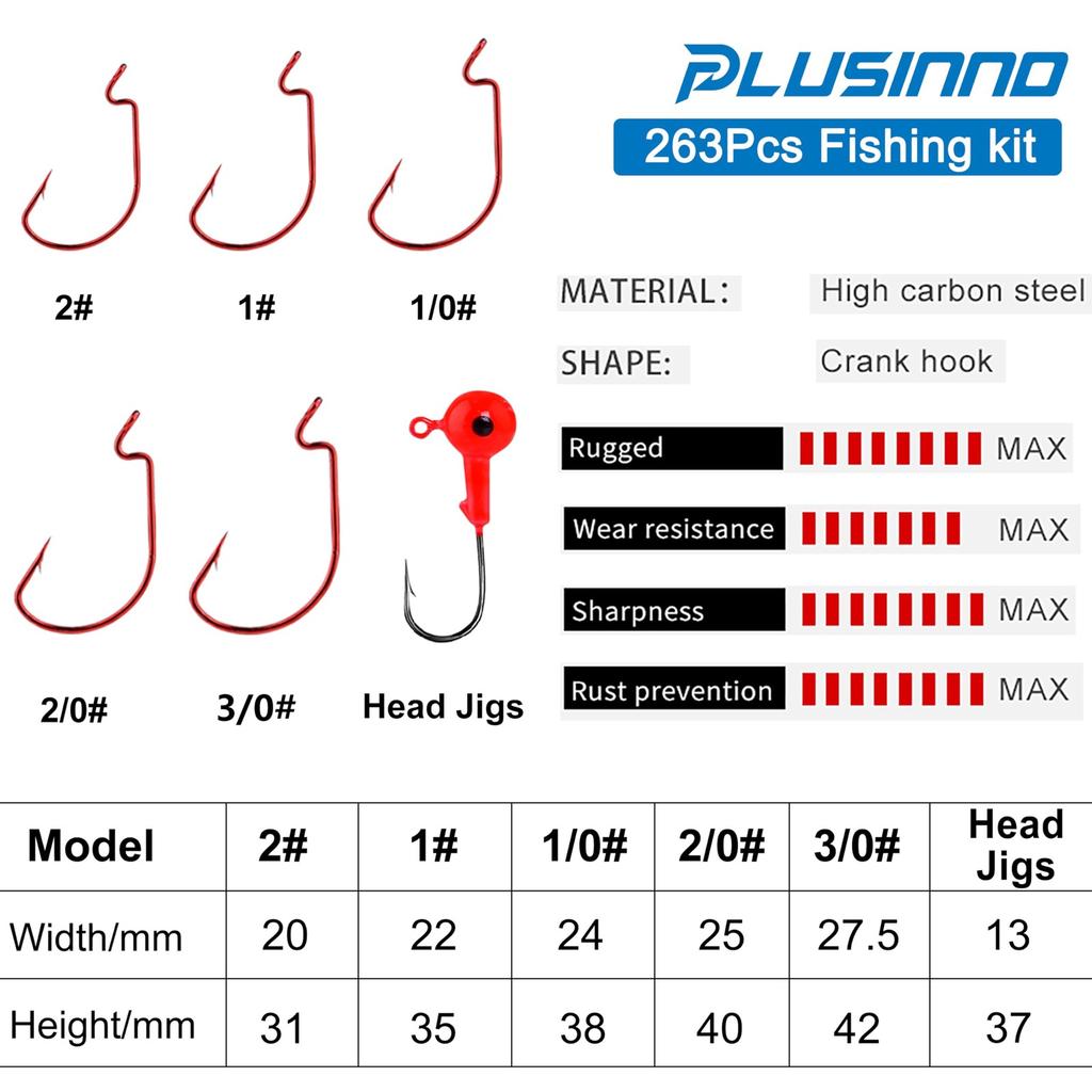 PLUSINNO Fishing Accessories Kit 263pcs Fishing Tackle Kit with Tackle Box In... - Image 9