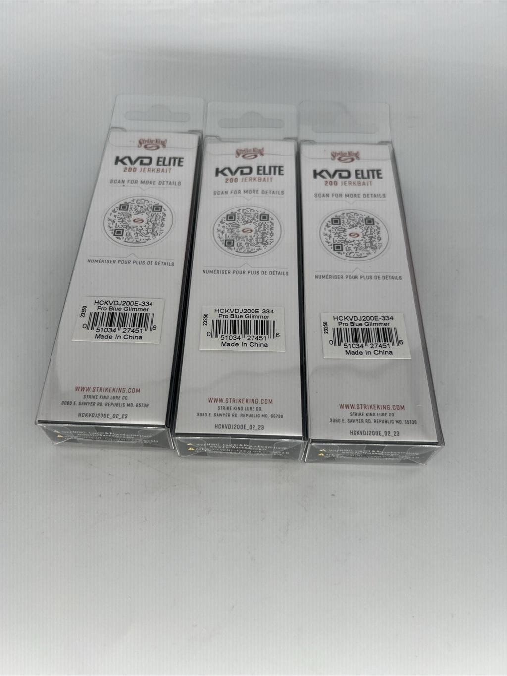 Strike King KVD Elite 200 Series Jerkbait 4.5 Inch Pro Blue Glimmer Lot Of Three - Image 3