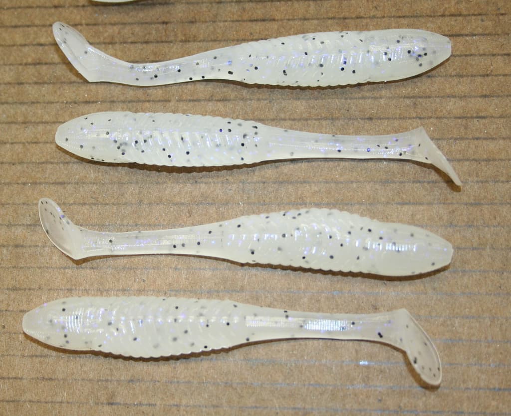 5" Swim Minnow Violet Pepper Paddle Tail Swimbait Trailer for A Rig 50 pack Bag - Image 1