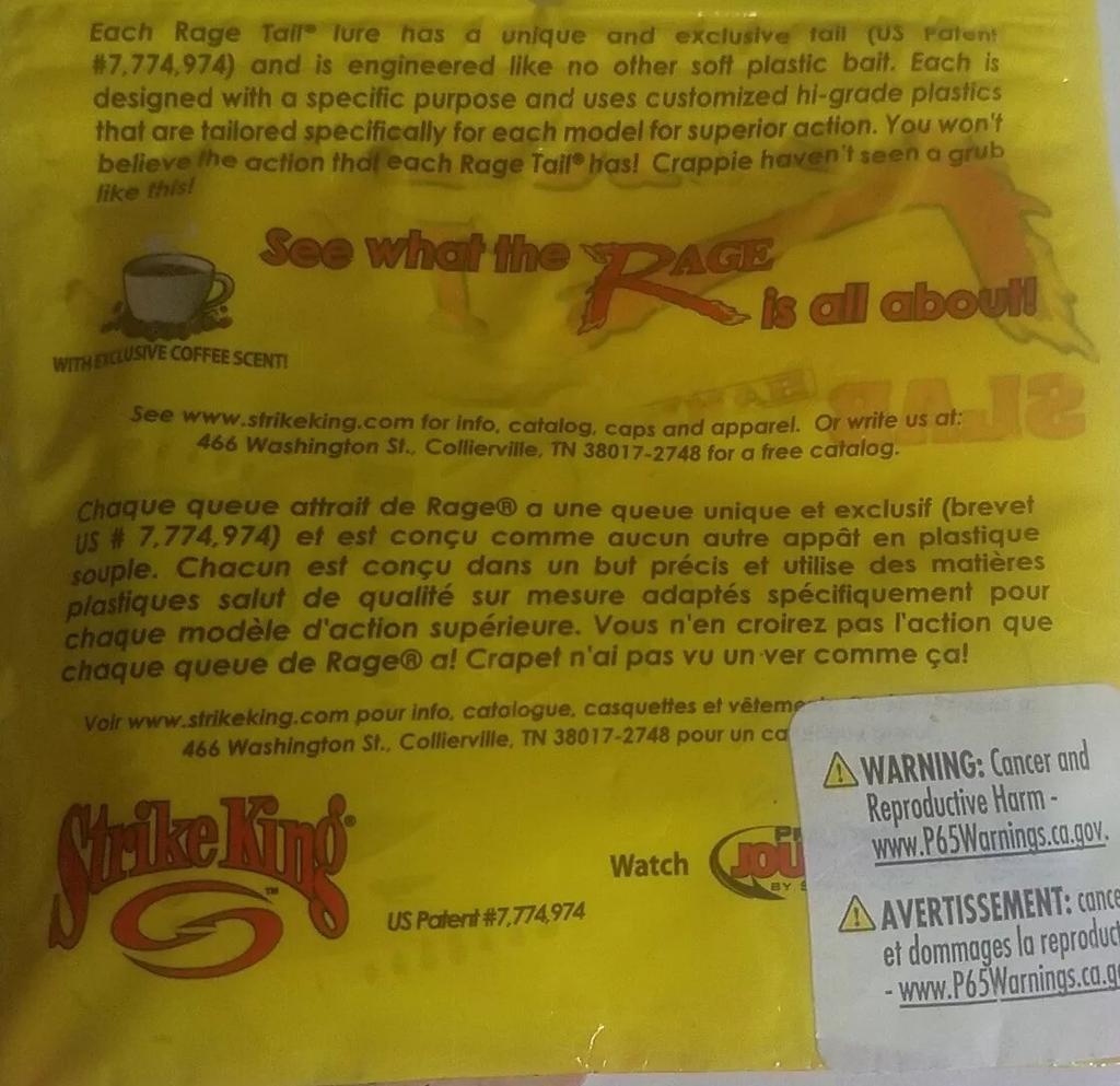 Strike King Rage Tail  RGCG-41 Crappie Grub Chart Silver Flk-1pk of 10pcs-NEW - Image 2