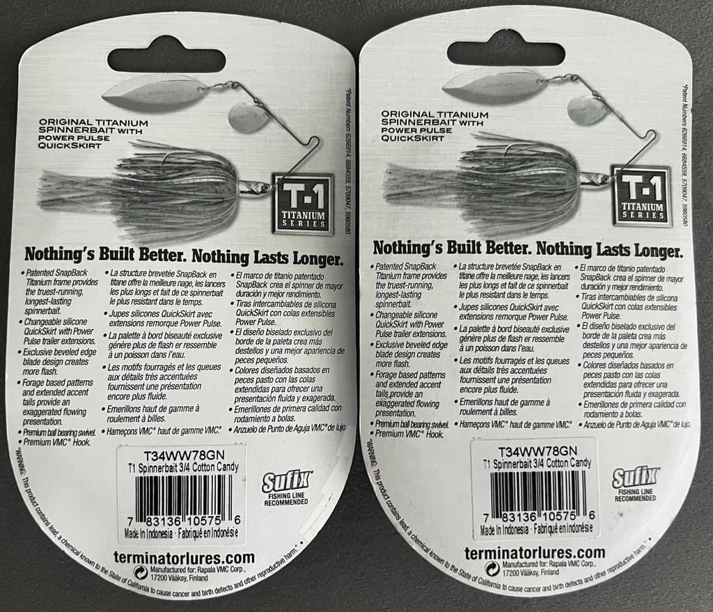 *Lot of 2* DISCONTINUED TERMINATOR T-1 TITANIUM 3/4 OZ SPINNERBAIT  - Image 2