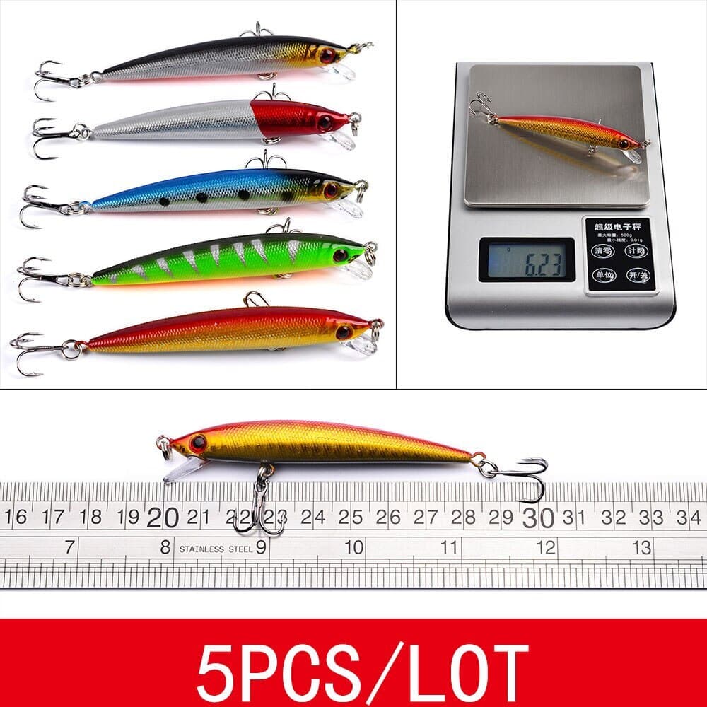 56PCS Minnow Fishing Lure Hard Artificial Mixed Swimbait Crankbait Trolling Pike - Image 10