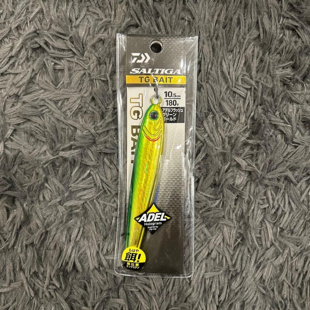 DAIWA SALTIGA TG Bait 10.5cm 180g Adele Flash Metal Jig Green Gold Used - Image 1