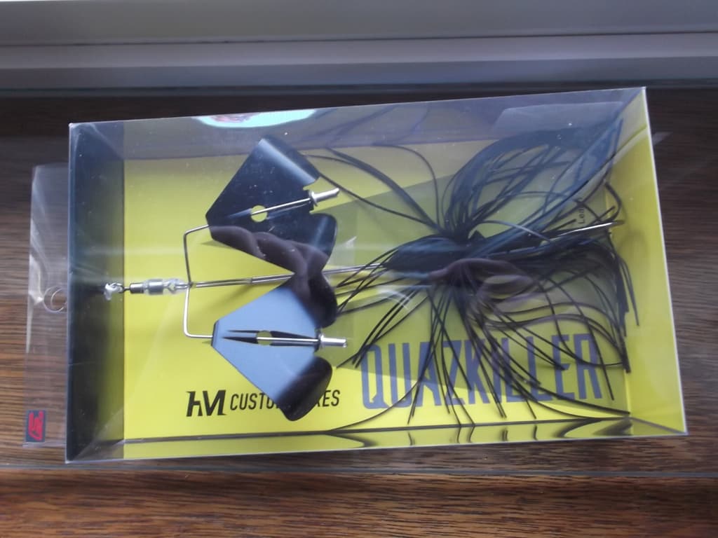 HM Custom Lures Teckel Quazkiller Twin Buzzbait 1/2oz. 01 All Black Downdraft - Image 1