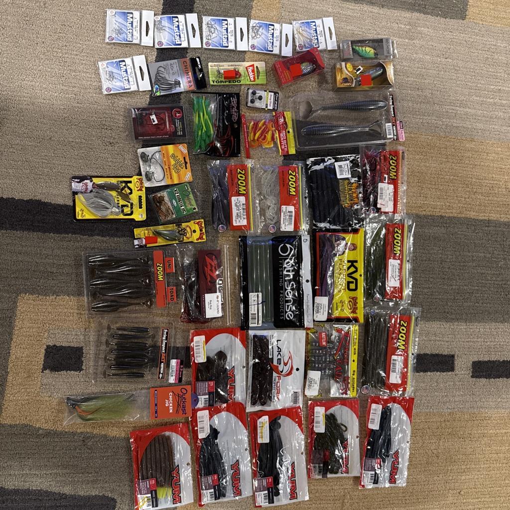 Bass Fishing Soft Plastics Lot (39) Yum Zoom Strike King Keitech 6th Sense - Image 1
