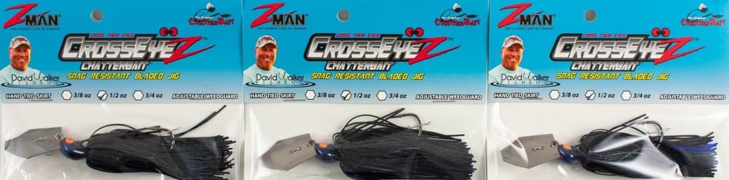 (LOT OF 3) Z-MAN CROSSEYEZ CHATTERBAIT 1/2OZ CBCE12-02 BLACK BLUE BN1311 - Image 1