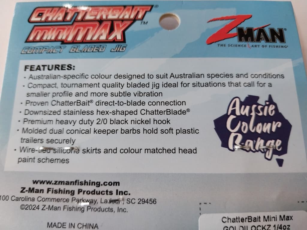 ZMan Chatterbait Mini Max 1/4oz Goldlockz Fishing Lure - Image 4