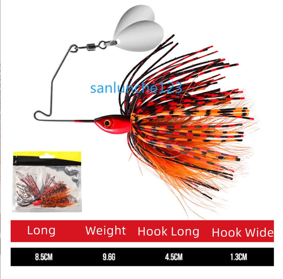 5PCS Spinnerbait Spoon Fishing Lure Buzzbait 8.5cm/9g Blade Skirted Bait Bass - Image 14