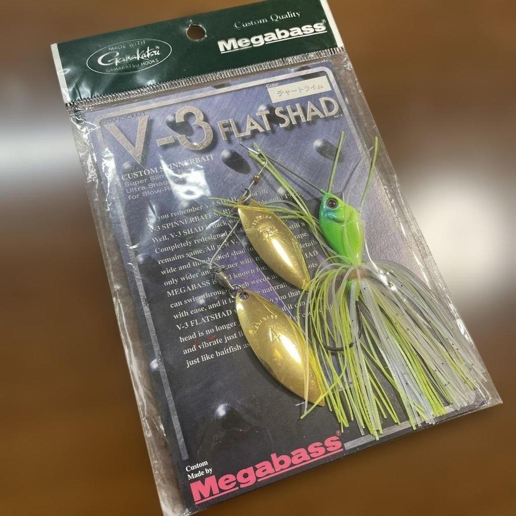 Megabass V-3 Flat Shad Spinnerbait Chart Lime New Sealed Double Willow - Image 1