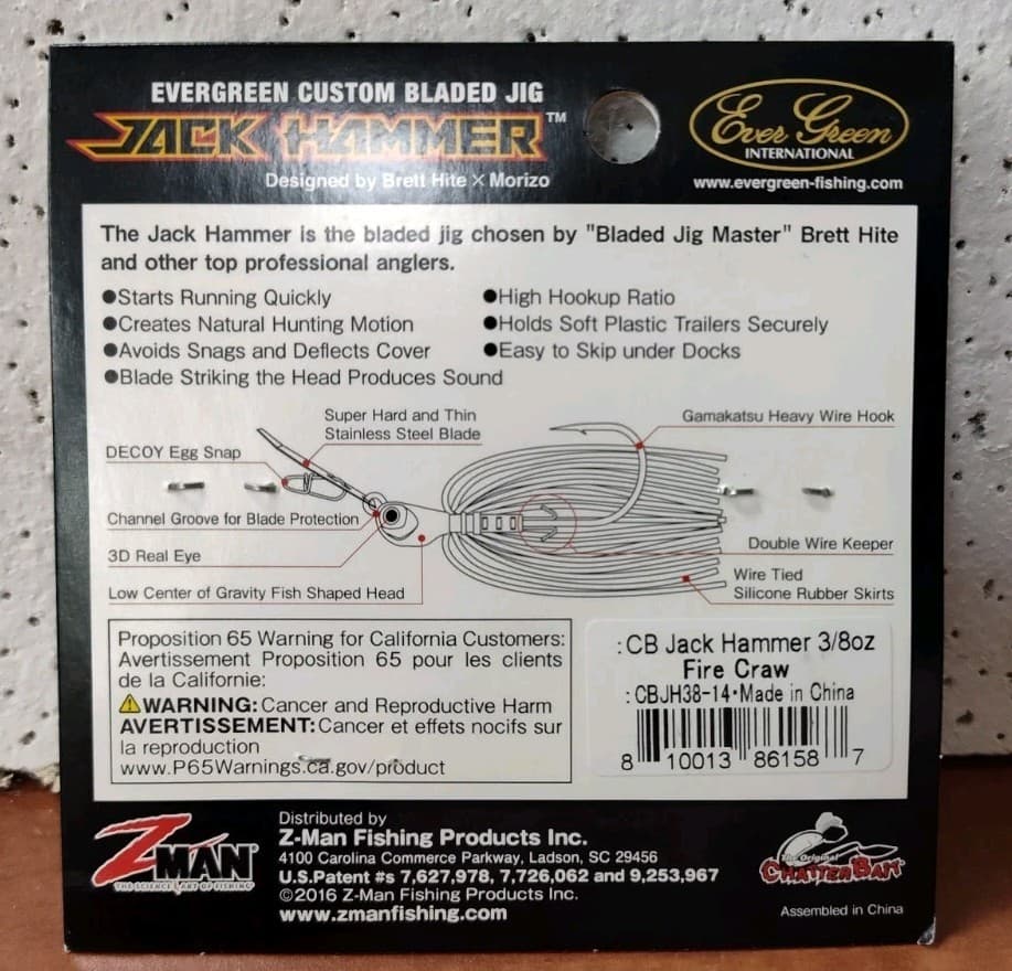 Z-Man Jack Hammer Fire Craw CBJH38-14 Chatterbait 3/8 oz. - Image 2