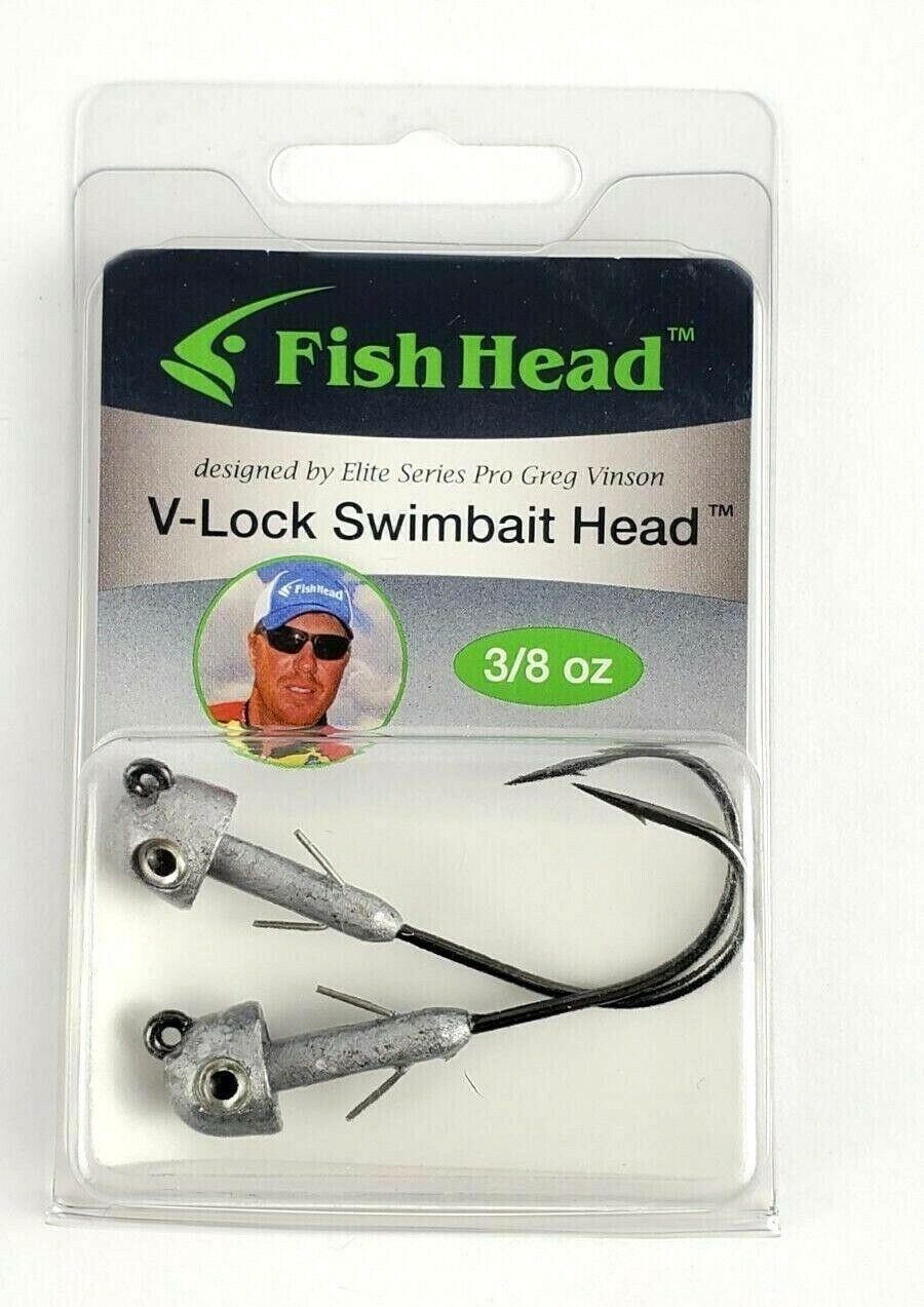 Fish Head 1601006 V-Lock Swimbait Head 3/8oz Raw 2Pk NEW - Image 1