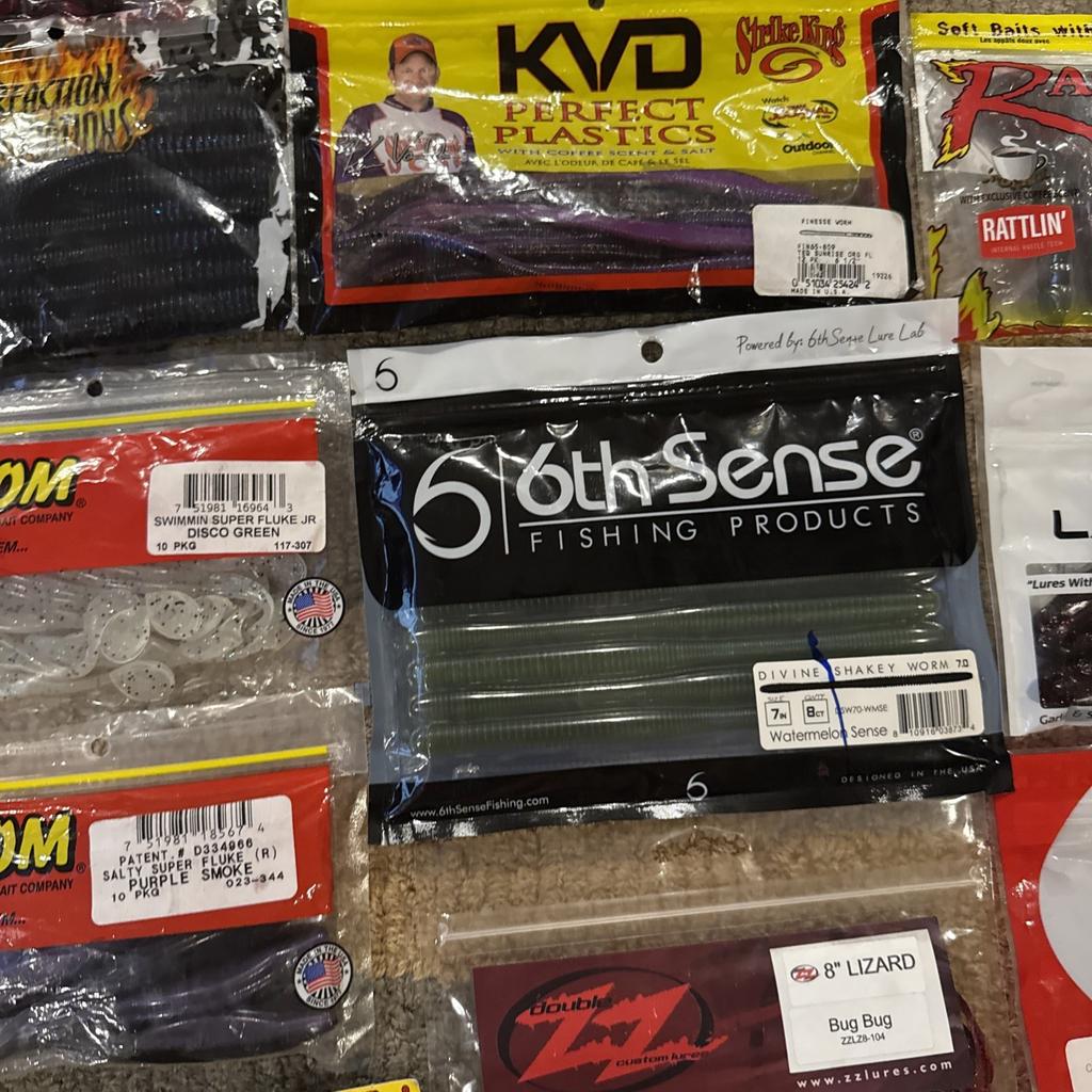 Bass Fishing Soft Plastics Lot (39) Yum Zoom Strike King Keitech 6th Sense - Image 10