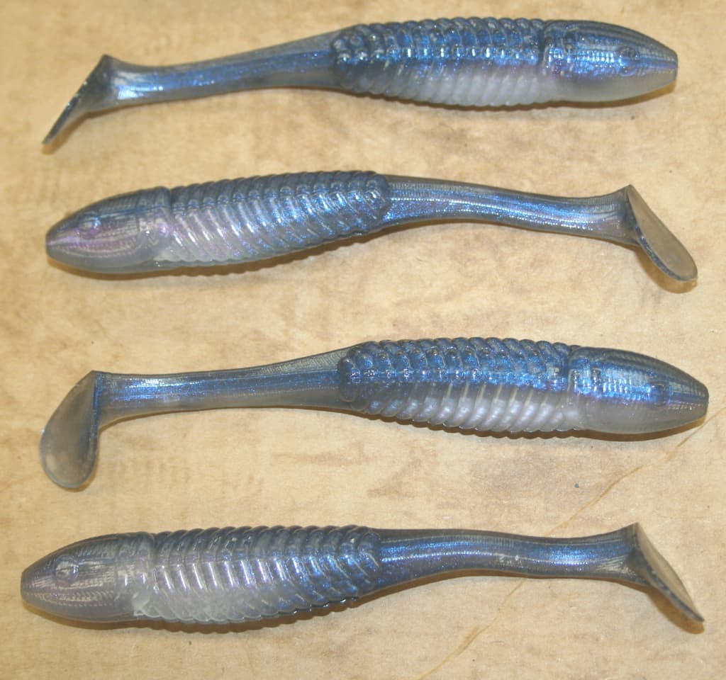 5" Swim Minnow Pro Blue Red Pearl Paddle Tail Swimbait Trailer for A Rig 50 pack - Image 1