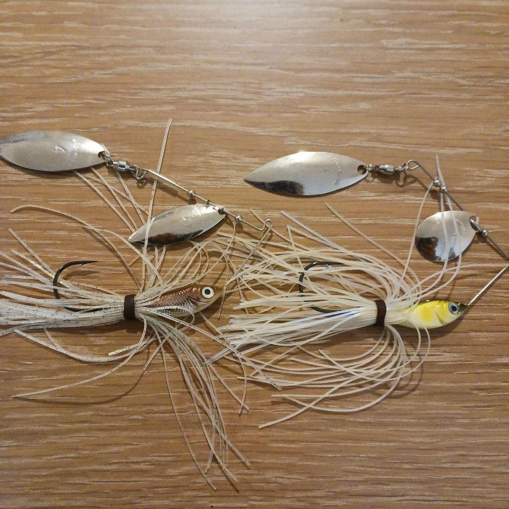 Megabass Spinnerbait White-Yellow 2pcs Silver Blade Metal Plastic Condition Used - Image 1