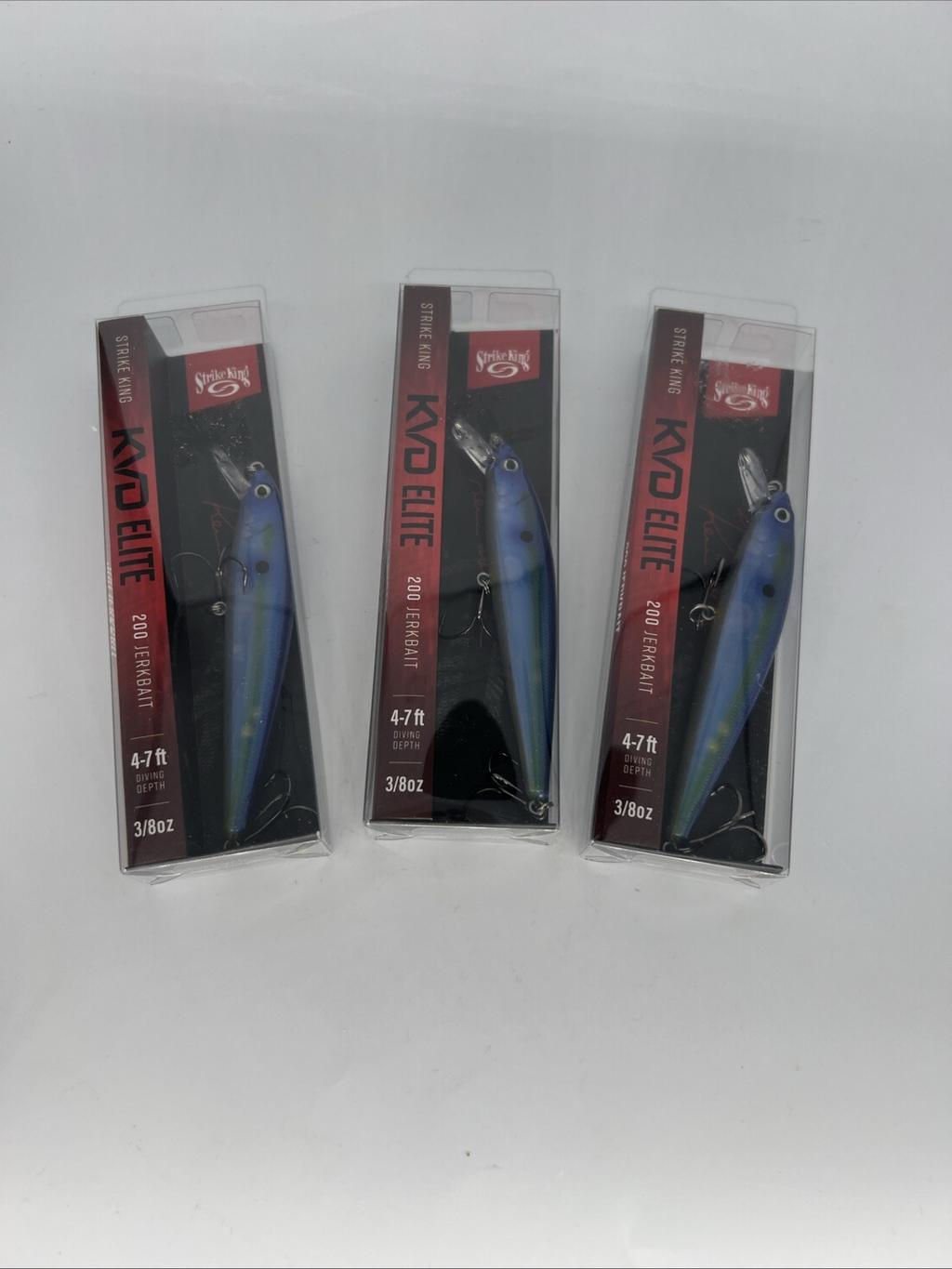 Strike King KVD Elite 200 Series Jerkbait 4.5 Inch Pro Blue Glimmer Lot Of Three - Image 1