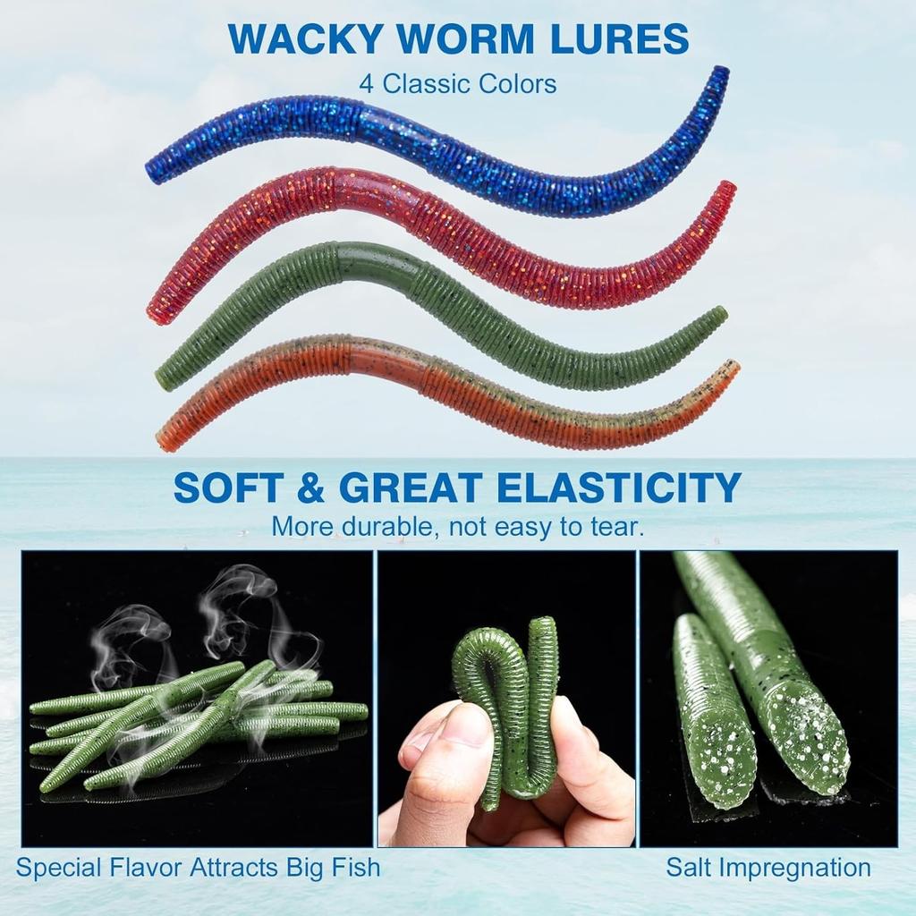 All-in-One Wacky Worm Fishing Kit: Soft Plastics, Tools & Storage - 279 Pieces - Image 6