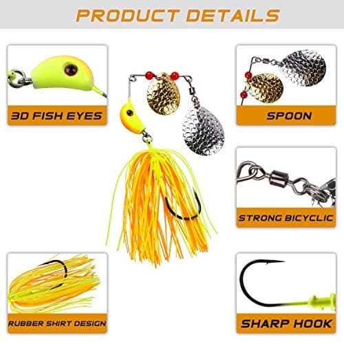 Spinner Baits Fishing Lures Kit,Bass Fishing Lures Spinnerbaits Buzzbait 12pcs - Image 3