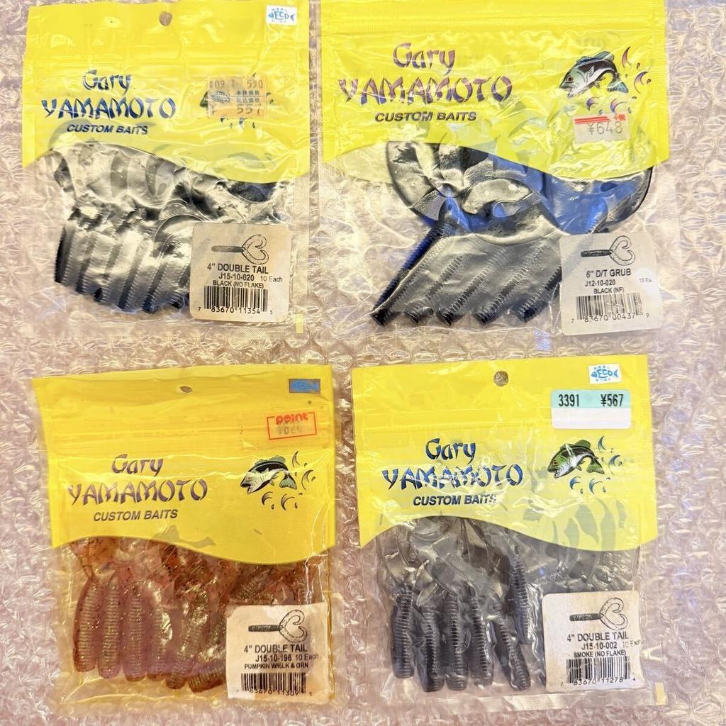Gary YAMAMOTO 4 inch 6 inch Double Tail Grub 30pcs Worm Set, Opened, ⑩273 - Image 1