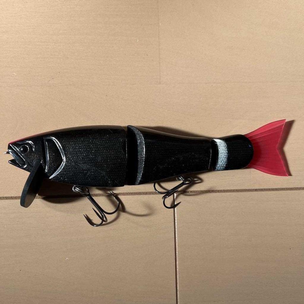 Rare Roman Made Roman Trick Black Red Tail Rubber Lip Swimbait Lure No Box Used - Image 1