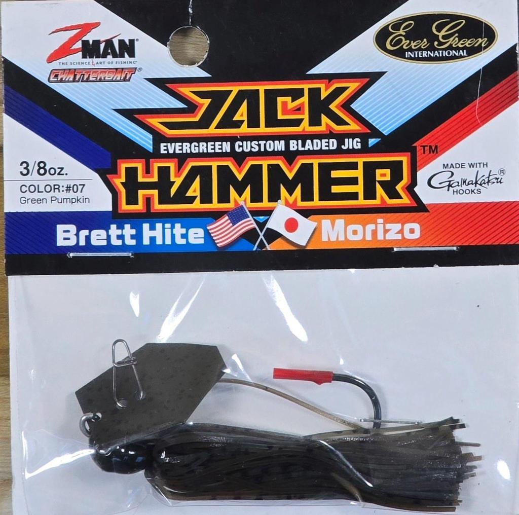 (Ct of 2) Z-Man Evergreen Chatterbait Jack Hammer 3/8 oz Evergreen Custom Blade! - Image 3