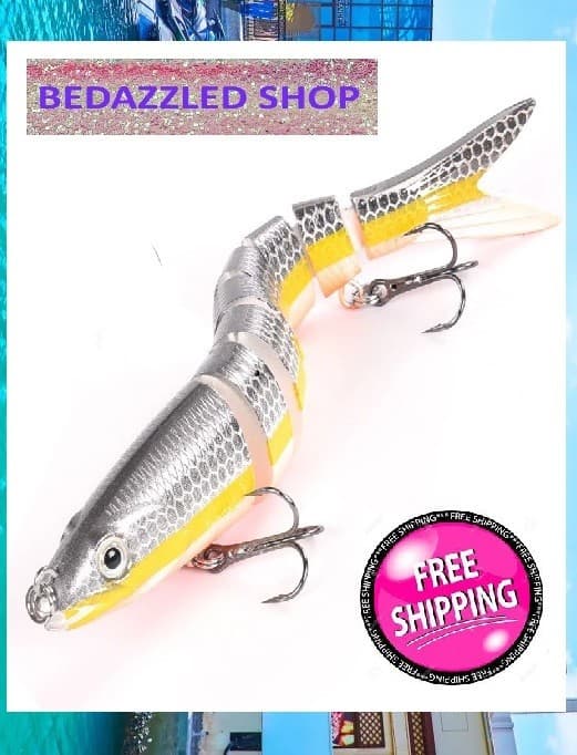 Fishing Lures 8-Segments Fish Bass Minnow Swimbait Tackle Hook Bait Pack of 5 - Image 9