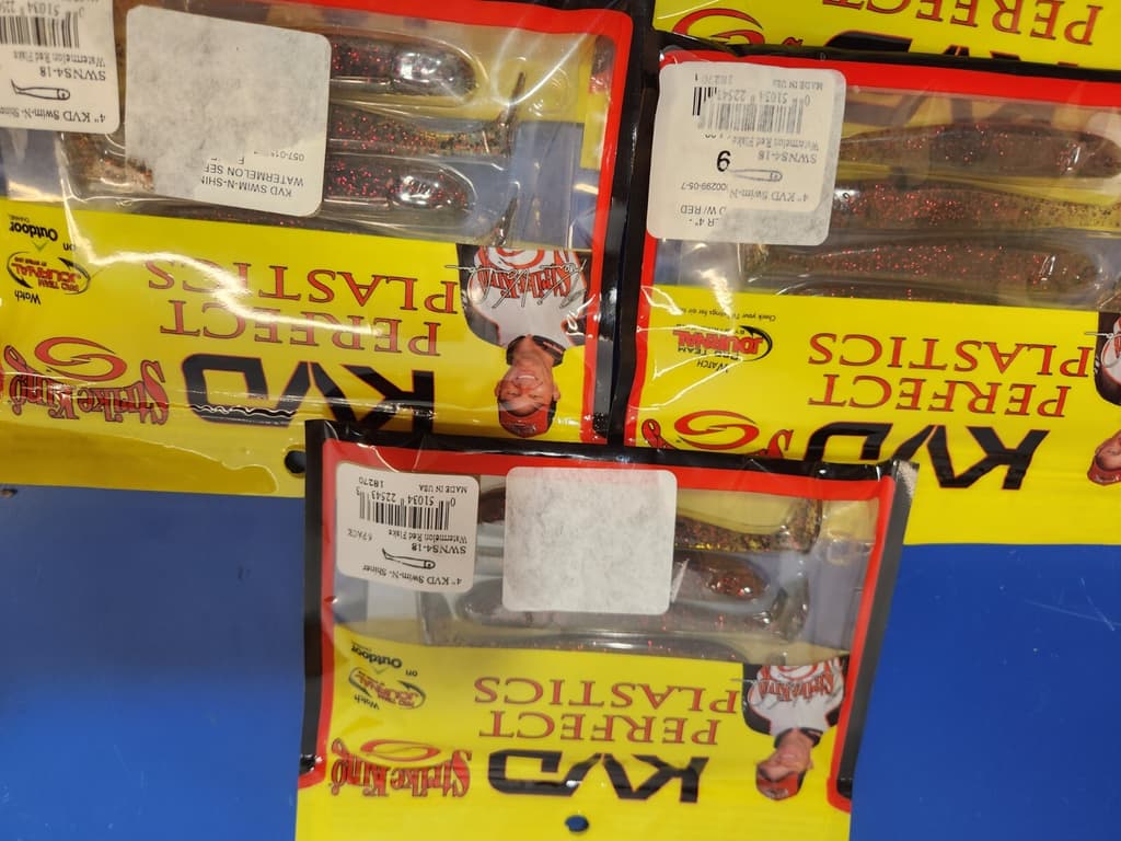 7 STRIKE KING Kvd Perfect Plastics 4" Swim-N-Shiner Watermelon Red Flake & Clear - Image 3