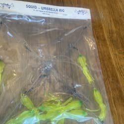 9” Umbrella Rig 4 Arm 11” With 5.5” Squid (9)  8/0 Mustad New Chartreuse Green - Thumbnail 11