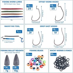 Complete Wacky Worm Rig Tool Kit: 60 Soft Worms, Weights & Fishing Accessories - Thumbnail 5