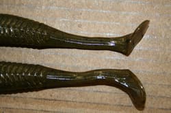 5" Swim Minnow Green Pumpkin Paddle Tail Swimbait Trailer for A Rig 50 pack - Thumbnail 6