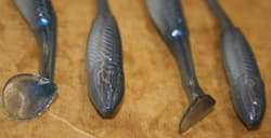 3.5" Swim Minnow Pro Blue Red Paddle Tail Swimbait Trailer for A Rig 50 pack - Thumbnail 4