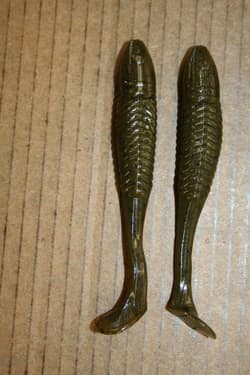 5" Swim Minnow Green Pumpkin Paddle Tail Swimbait Trailer for A Rig 50 pack - Thumbnail 4