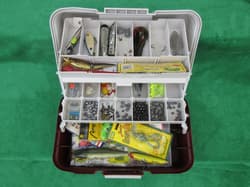 Woodstream Tackle Box w/ Fishing Supplies Lures Bait Hooks Strike King Heddon - Thumbnail 1