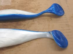 9" Shad Paddle Tail Swimbait great for Umbrella Rig 6 Count Bag Pearl Blue Back - Thumbnail 2