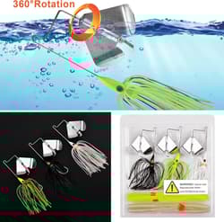 Buzzbaits Spinner Baits for Bass 4 inch, White, Yellow, Chartreuse, Black  - Thumbnail 6