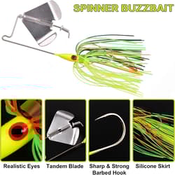 Buzzbaits Spinner Baits for Bass 4 inch, White, Yellow, Chartreuse, Black  - Thumbnail 2