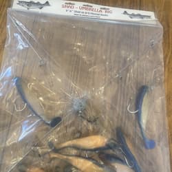 Umbrella Rig 4 Arm 11” With 6” Shad (9)  Pearl Blue 8/0 Hook Mustad New In Pkg - Thumbnail 9