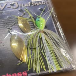 Megabass V-3 Flat Shad Spinnerbait Chart Lime New Sealed Double Willow - Thumbnail 2