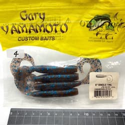 818321 Gary Yamamoto 6 Inch Jumbo Grubs 4 Pieces 131 Cinnamon Blue Flake Conditi - Thumbnail 1