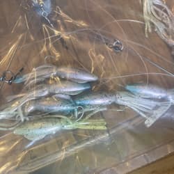 9” Umbrella Rig 4 Arm 11” With 5.5” Squid (9)  8/0 Mustad New Pkg Blue/pink Pep - Thumbnail 6