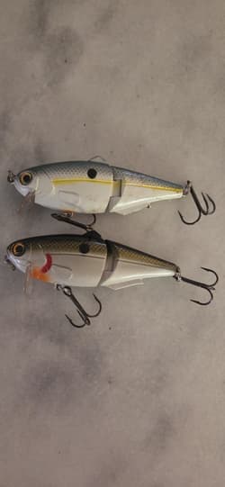 Lot Of (2) Strike King Wake Shad King Shad 4" Swim Bait Wake Bait Jointed Bass - Thumbnail 3