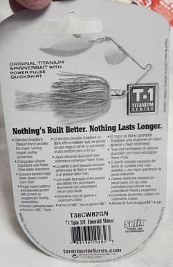 RARE Terminator T1 Titanium Snap Back Spinnerbait 3/8 oz Emerald Shiner Shad - Thumbnail 6