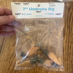 7” Umbrella Rig 4 Arm With 4” Shad (5)  Pearl Black New In Package McKala Blk Hd - Thumbnail 2