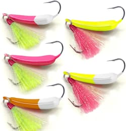 5 Pack Fishing Jig Heads, Swimbait Jigs Pompano Jigs with Teaser Hooks, Surf ... - Thumbnail 6