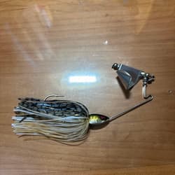Buzzbait Jackal Topwater Lure White/Black Willow Leaf Blade Skirted Used - Thumbnail 2
