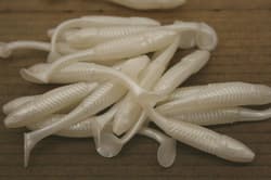 3.5" Swim Minnow Pearl Paddle Tail Bass Swimbait Trailer for A Rig 50 pack  - Thumbnail 2