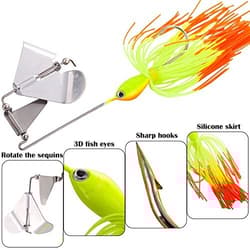  Fishing Lures Buzzbait Spinnerbait Jigs Lure for Bass Pike A-4PCS-BUZZBAIT - Thumbnail 2