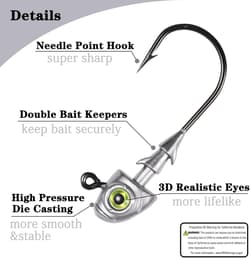Swimbait Jig Heads Fishing Jigs Swim Bait Jighead with Two Bait Keepers and 3D E - Thumbnail 3