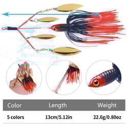 5Pcs Spinnerbait Fishing Lure Buzzbait 22.6g Blade Bait Spoon Rubber Skirt Bass - Thumbnail 2
