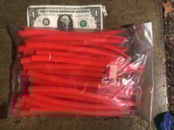 Bulk Pack Surge Tube Lt Red 8” Cut Trolling Saltwater Lures Striper Cuda Rig - Thumbnail 2